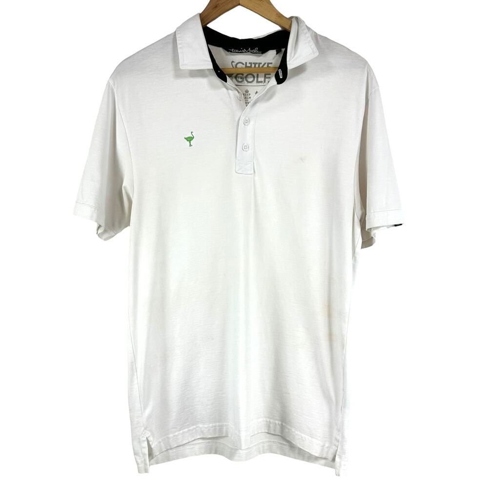 Travis Mathew Chive Golf White Men's Polo *Lightly Stained* Size Medium GUC